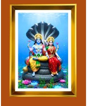 Lakhsmi Narayana Golden Photo Frame - 10x14 Inches | Elegant Wooden Frame For Home, Office & Temple Decoration | Spiritual Wall & Table Decor and Gift Item