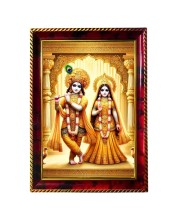 Lord Krishna And Radha Photo Frame For Wall & Table | 7x9 Inch Golden Cherry Finish | Decorative Lord Krishna And Radha Photo Frame For Home, Office & Pooja Room (F11656)