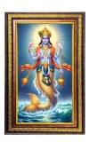 Lord Vishnu Digital Golden Balck Color Photo Frame | Hindu Religious Wall Decor | 10x16 Inches - Inspirational Wall Art For Office, Home Decor - Ideal Spiritual Gift (F16860)
