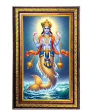 Lord Vishnu Digital Golden Balck Color Photo Frame | Hindu Religious Wall Decor | 10x16 Inches - Inspirational Wall Art For Office, Home Decor - Ideal Spiritual Gift (F16860)