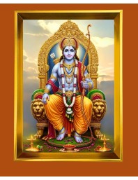 Lord Ram Golden Photo Frame - 10x14 Inches | Elegant Wooden Frame For Home, Office & Temple Decoration | Spiritual Wall & Table Decor and Gift Item