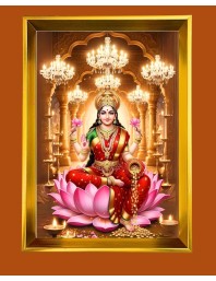 Mata Lakhsmi Golden Photo Frame - 12x16 Inches | Elegant Wooden Frame For Home, Office & Temple Decoration | Spiritual Wall & Table Decor And Gift Item (F9560)