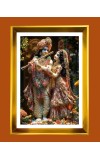 Divine Radha Krishna Golden Photo Frame - 10x14 Inches | Elegant Wooden Frame For Home, Office & Temple Decoration | Spiritual Wall & Table Decor and Gift Item