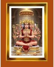 Lord Hanuman Golden Photo Frame - 10x14 Inches | Elegant Wooden Frame For Home, Office & Temple Decoration | Spiritual Wall & Table Decor and Gift Item