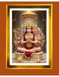 Lord Hanuman Golden Photo Frame - 18x22 Inches | Elegant Wooden Frame For Home, Office & Temple Decoration | Spiritual Wall & Table Decor And Gift Item (F9552)