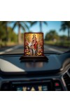 Car Desk/Table Top Maa Durga Wooden Photo Stand â€“ 3x4 Inches, Compact & Stylish Spiritual Display For Car, Home & Office (Pack Of 1) (F15060)