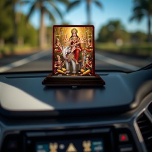 Car Desk/Table Top Maa Durga Wooden Photo Stand 3x4 Inches, Compact & Stylish Spiritual Display For Car, Home & Office (Pack Of 1) (F15060) Car Desk/Table Top Maa Durga Wooden Photo Stand 3x4 Inches, Compact & Stylish Spiritual Display For Car, Home & Office (Pack Of 1) (F15060)