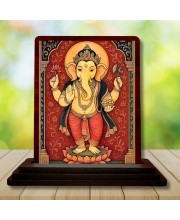 Car Desk/Table Top Lord Ganesha Wooden Photo Stand â€“ 3x4 Inches, Compact & Stylish Spiritual Display For Car, Home & Office (Pack Of 1) (F15164)