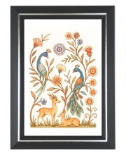 Peacocks, Deer, And Flowers Photo Wall & Table Frame | 10x14 Inch Black Designer | Perfect For Gifting & Home Decor (F9662)