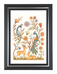 Peacocks, Deer, And Flowers Photo Wall & Table Frame | 10x14 Inch Black Designer | Perfect For Gifting & Home Decor (F9662)