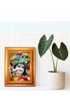 Flute Sri Krishna Golden Designer Photo Frame | 10x14 Inch Religious Wall Hanging Frame For Home & Office Decoration | Hindu Deity Spiritual Gift Item