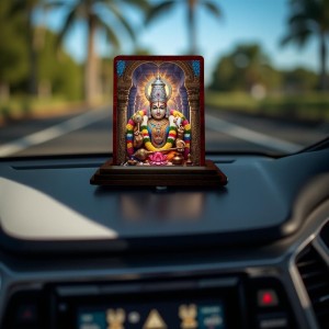 Car Desk/Table Top Sri Venkateshwara Swamy Wooden Photo Stand 3x4 Inches, Compact & Stylish Spiritual Display For Car, Home & Office (Pack Of 1) (F14238)