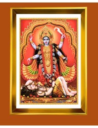 Mata Kaali Golden Photo Frame - 16x20 Inches | Elegant Wooden Frame For Home, Office & Temple Decoration | Spiritual Wall & Table Decor And Gift Item (F9697)