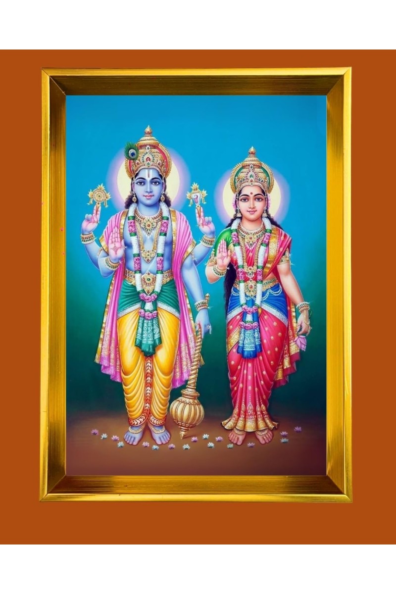 Golden Photo Frame - 10x14 Inches | Elegant Wooden Frame For Home, Office & Temple Decoration | Spiritual Wall & Table Decor and Gift Item