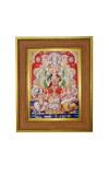 Lakshmi, Ganesha, Saraswati, And Dhan Kuber. Photo Frame 10x14 Inches-Brown Wooden Frame For Home, Office & Temple Decoration And Gifting (F6381)