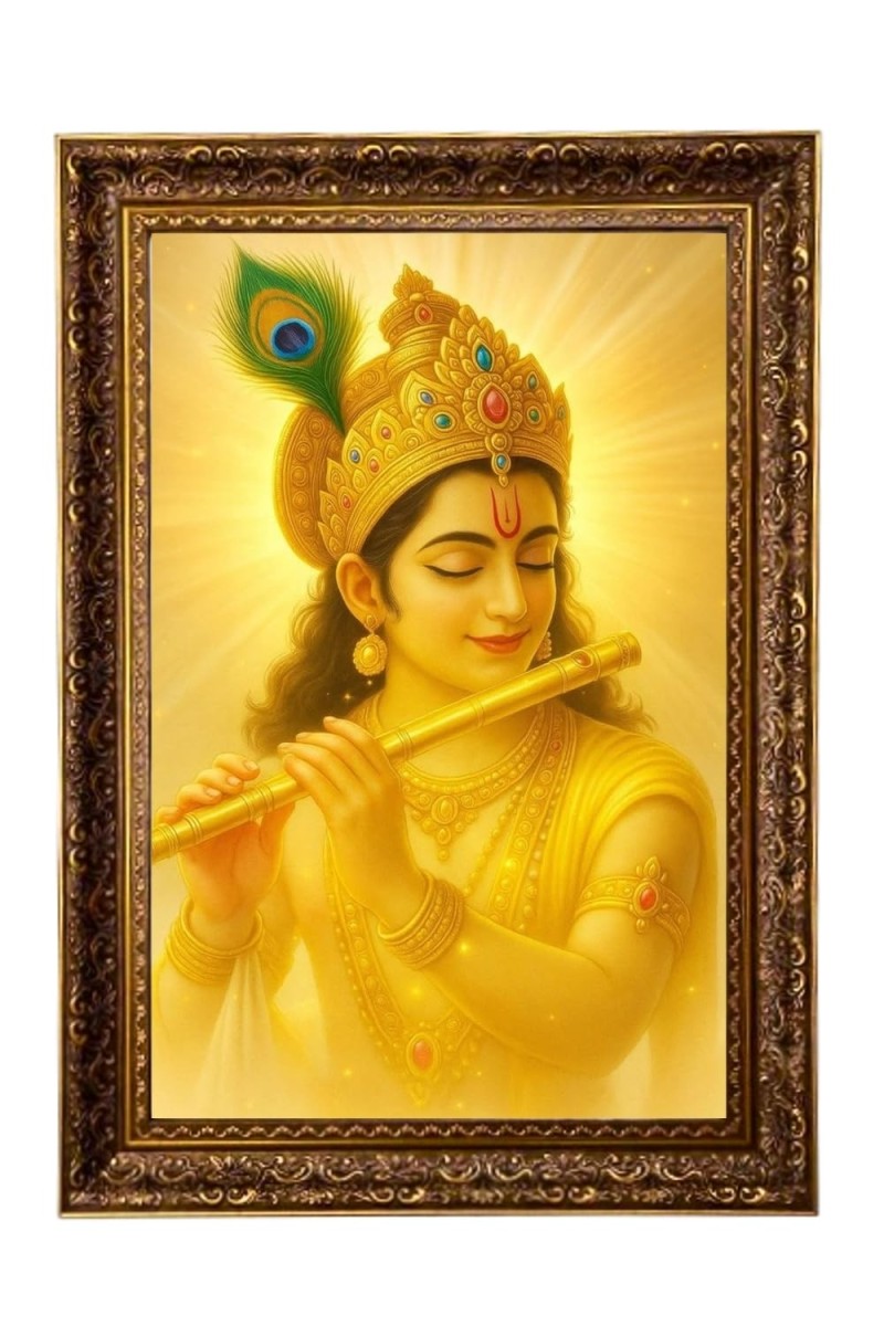 Divine Krishna Big Photo Frame - 20x28 Inches For Home,Temple & Office Decoration (F11178)