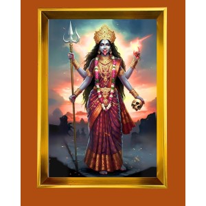 Goddess Kali Golden Photo Frame - 14x18 Inches | Elegant Wooden Frame For Home, Office & Temple Decoration | Spiritual Wall & Table Decor And Gift Item (F9738) Goddess Kali Golden Photo Frame - 14x18 Inches | Elegant Wooden Frame For Home, Office & Temple Decoration | Spiritual Wall & Table Decor And Gift Item (F9738)