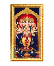 Lord Ganesh Digital Golden Color Photo Frame | Hindu Religious Wall Decor | 12x19 Inches - Inspirational Wall Art For Office, Home Decor - Ideal Spiritual Gift (F10315)