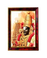 Lord Venkateshwara Photo Frame For Wall & Table | 7x9 Inch Golden Cherry Finish | Decorative Lord Venkateshwara Photo Frame For Home, Office & Pooja Room (F11668)