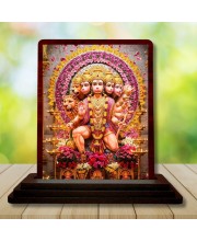 Car Desk/Table Top Lord Hanuman Wooden Photo Stand 3x4 Inches, Compact & Stylish Spiritual Display For Car, Home & Office (Pack Of 1) (F14618)