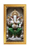 Lord Ganesh Digital Golden Color Photo Frame | Hindu Religious Wall Decor | 8x15 Inches - Inspirational Wall Art For Office, Home Decor - Ideal Spiritual Gift (F10329)
