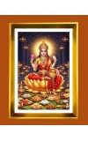 Mata Lakhsmi Golden Photo Frame - 18x22 Inches | Elegant Wooden Frame For Home, Office & Temple Decoration | Spiritual Wall & Table Decor And Gift Item (F9453)