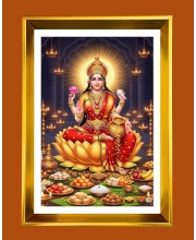 Mata Lakhsmi Golden Photo Frame - 18x22 Inches | Elegant Wooden Frame For Home, Office & Temple Decoration | Spiritual Wall & Table Decor And Gift Item (F9453)