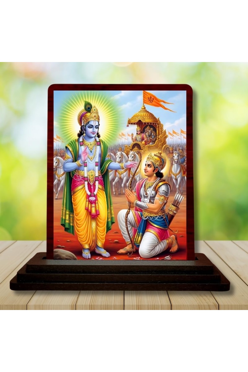 Car Desk/Table Top Lord Ram Wooden Photo Stand â€“ 3x4 Inches, Compact & Stylish Spiritual Display For Car, Home & Office (Pack Of 1) (F15147)