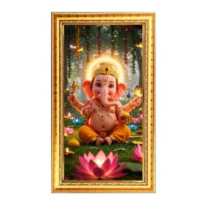 Lord Ganesh Digital Golden Color Photo Frame | Hindu Religious Wall Decor | 8x15 Inches - Inspirational Wall Art For Office, Home Decor - Ideal Spiritual Gift (F10358) Lord Ganesh Digital Golden Color Photo Frame | Hindu Religious Wall Decor | 8x15 Inches - Inspirational Wall Art For Office, Home Decor - Ideal Spiritual Gift (F10358)