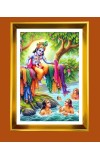 Golden Photo Frame - 10x14 Inches | Elegant Wooden Frame For Home, Office & Temple Decoration | Spiritual Wall & Table Decor and Gift Item