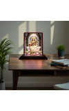Car Desk/Table Top Maa Sarswati Wooden Photo Stand â€“ 3x4 Inches, Compact & Stylish Spiritual Display For Car, Home & Office (Pack Of 1) (F15069)