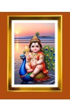 Lord Kartikeya. Golden Photo Frame - 10x14 Inches | Elegant Wooden Frame For Home, Office & Temple Decoration | Spiritual Wall & Table Decor And Gift Item (F9490)