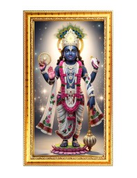Lord Vishnu Digital Golden Color Photo Frame | Hindu Religious Wall Decor | 8x15 Inches - Inspirational Wall Art For Office, Home Decor - Ideal Spiritual Gift (F10227)