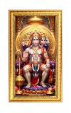 Panchamukhi Hanuman Digital Golden Color Photo Frame | Hindu Religious Wall Decor | 8x15 Inches - Inspirational Wall Art For Office, Home Decor - Ideal Spiritual Gift (F10336)