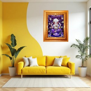 Goddess Durga Golden Designer Photo Frame | 16x20 Inch Religious Wall Hanging Frame For Home, Office Decoration and Spiritual Gift Item (M3)