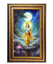 Lord Krishna Digital Golden Balck Color Photo Frame | Hindu Religious Wall Decor | 10x16 Inches - Inspirational Wall Art For Office, Home Decor - Ideal Spiritual Gift (F16856)