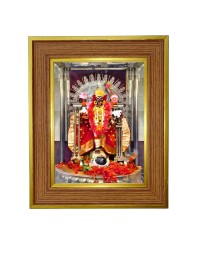 Kali Mata BhAvataarini Photo Frame 14x18 Inches-Brown Wooden Frame For Home, Office & Temple Decoration And Gifting (F6411)