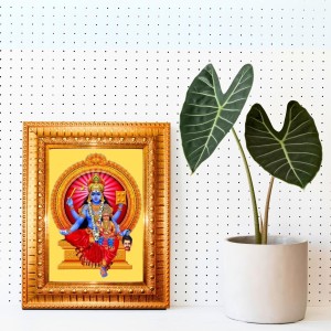 Goddess Lakshmi Golden Designer Photo Frame | 14x18 Inch Religious Wall Hanging Frame For Home, Office Decoration and Spiritual Gift Item (M5)