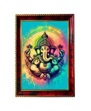 Lord Ganesha Photo Frame For Wall & Table | 7x9 Inch Golden Cherry Finish | Decorative Lord Ganesha Photo Frame For Home, Office & Pooja Room (F11472)