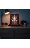 Car Desk/Table Top Lord Ganesha Wooden Photo Stand 3x4 Inches, Compact & Stylish Spiritual Display For Car, Home & Office (Pack Of 1) (F14155)