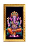 Lord Ganesh Digital Golden Color Photo Frame | Hindu Religious Wall Decor | 8x15 Inches - Inspirational Wall Art For Office, Home Decor - Ideal Spiritual Gift (F10345)
