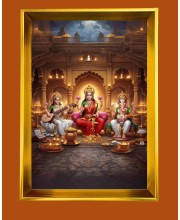 Golden Photo Frame - 10x14 Inches | Elegant Wooden Frame For Home, Office & Temple Decoration | Spiritual Wall & Table Decor and Gift Item