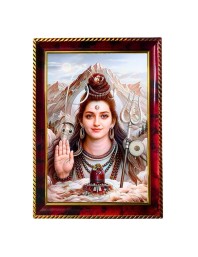 Lord Shiva Photo Frame For Wall & Table | 7x9 Inch Golden Cherry Finish | Decorative Lord Shiva Photo Frame For Home, Office & Pooja Room (F11512)
