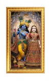 Divine Radha Krishna Digital Golden Color Photo Frame | Hindu Religious Wall Decor | 8x15 Inches - Inspirational Wall Art For Office, Home Decor - Ideal Spiritual Gift (F10234)