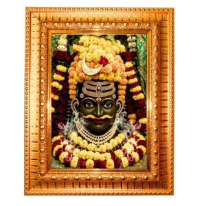 Lord Ujjain Madhya Golden Designer Photo Frame | 12x16 Inch Religious Wall Hanging Frame For Home & Office Decoration | Hindu Deity Spiritual Gift Item
