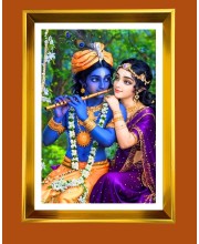 Golden Photo Frame - 10x14 Inches | Elegant Wooden Frame For Home, Office & Temple Decoration | Spiritual Wall & Table Decor and Gift Item