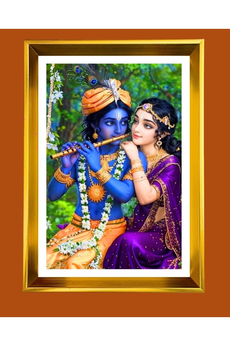 Golden Photo Frame - 10x14 Inches | Elegant Wooden Frame For Home, Office & Temple Decoration | Spiritual Wall & Table Decor and Gift Item