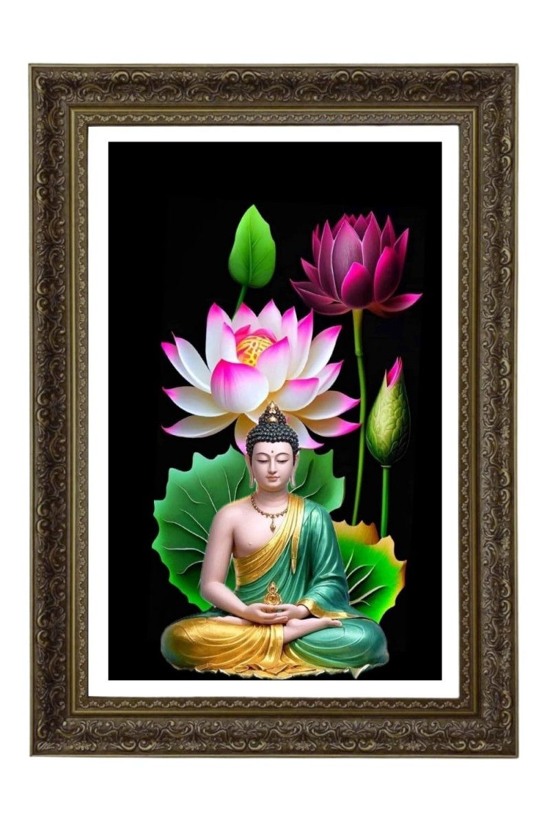 Lord Buddha Big Photo Frame - 20x28 Inches For Home,Temple & Office Decoration (F11030)