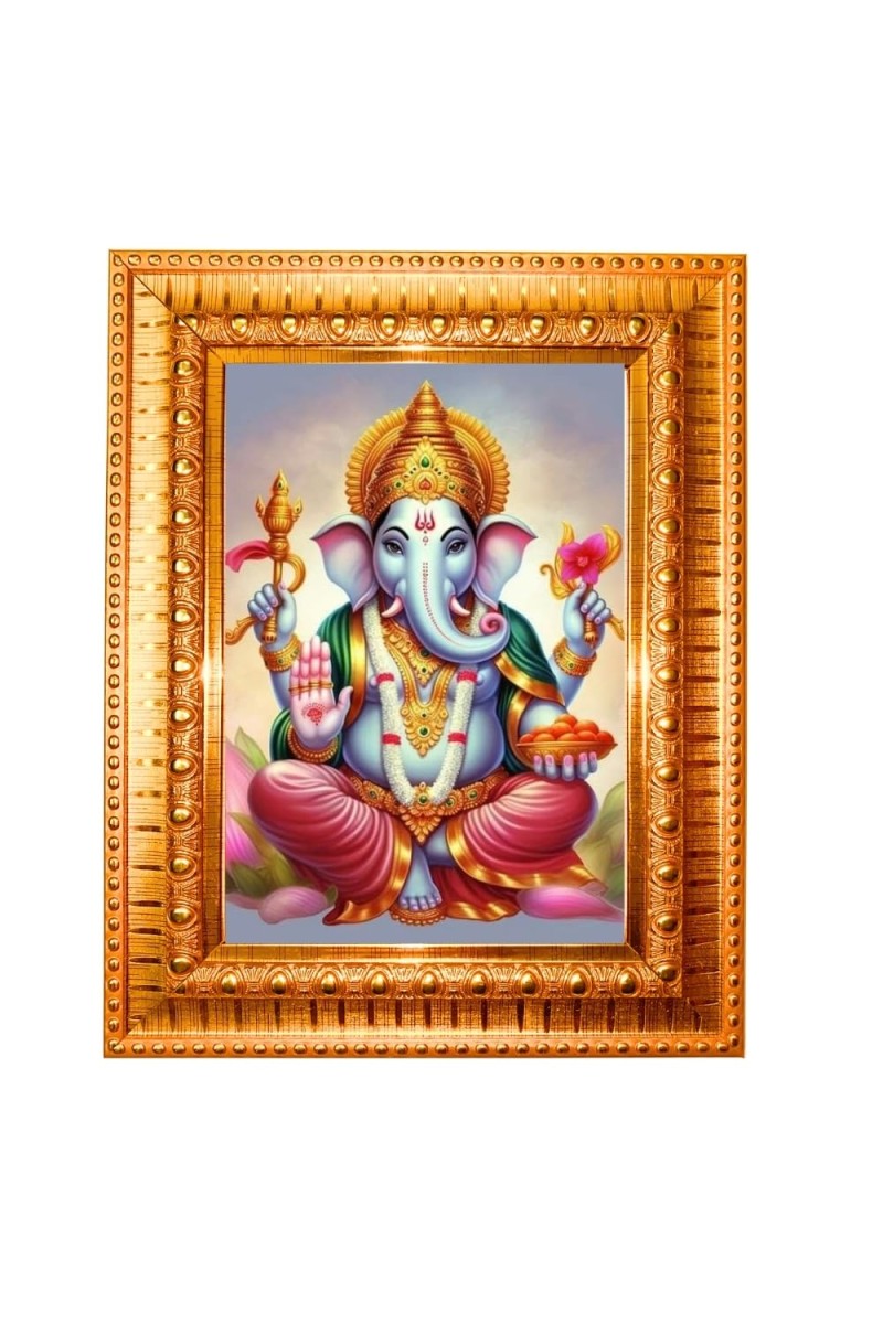 Kriyaa Yoga Golden Designer Photo Frame | 10x14 Inch Religious Wall Hanging Frame For Home, Office Decoration and Spiritual Gift Item () (M4)