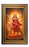 Goddess Durga Digital Golden Balck Color Photo Frame | Hindu Religious Wall Decor | 10x16 Inches - Inspirational Wall Art For Office, Home Decor - Ideal Spiritual Gift (F16670)